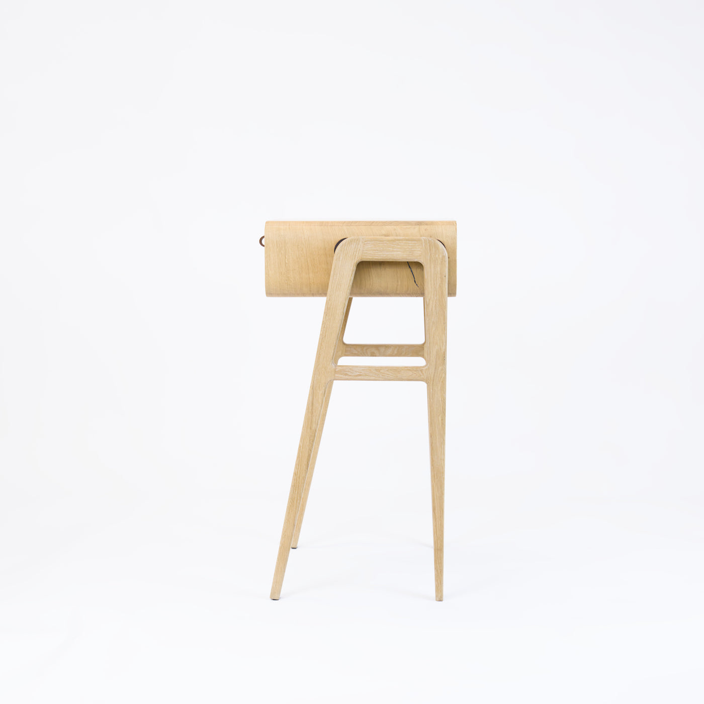 High desk and storage bench nm13H. The main corpus is crafted from solid Norwegian oak, featuring 2 drawers with natural oak fronts and 1 slot.