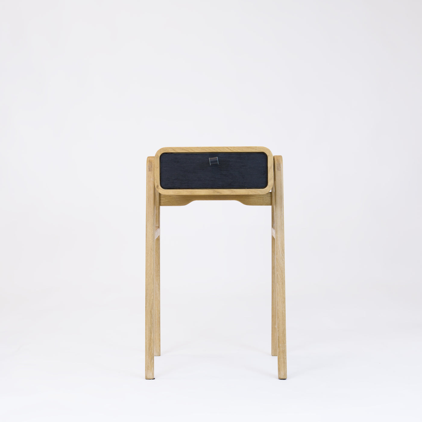 High nightstand nm11H. The main corpus is crafted from solid Norwegian oak, featuring 1 drawer with black oak front.