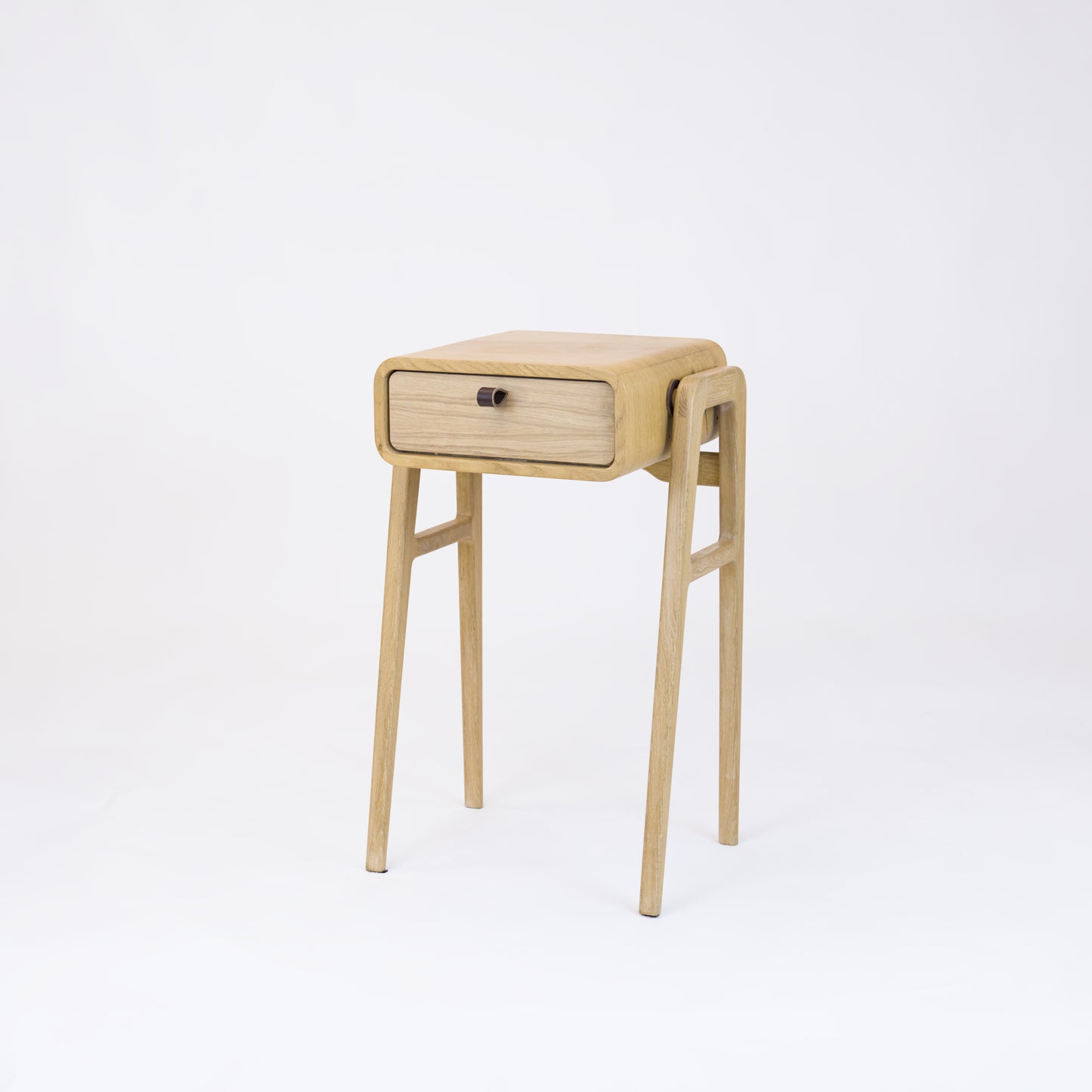 High nightstand nm11H. The main corpus is crafted from solid Norwegian oak, featuring 1 drawer with natural oak front.