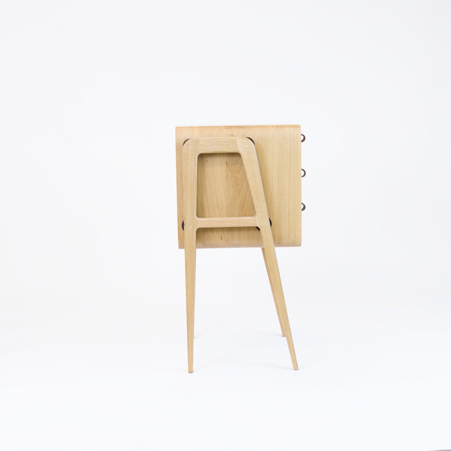 High nightstand nm31H. The main corpus is crafted from solid Norwegian oak, featuring 3 drawers with white front.